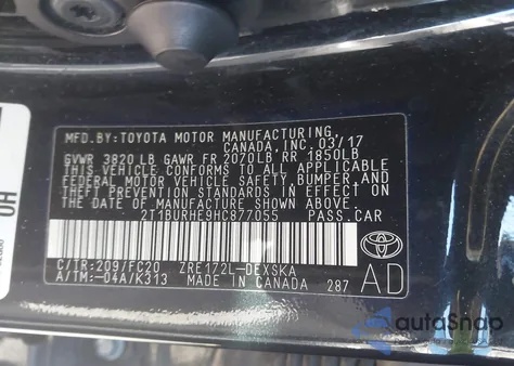 2017 Toyota Corolla Se z USA, uszkodzony, nr VIN 2T1BURHE9HC877055